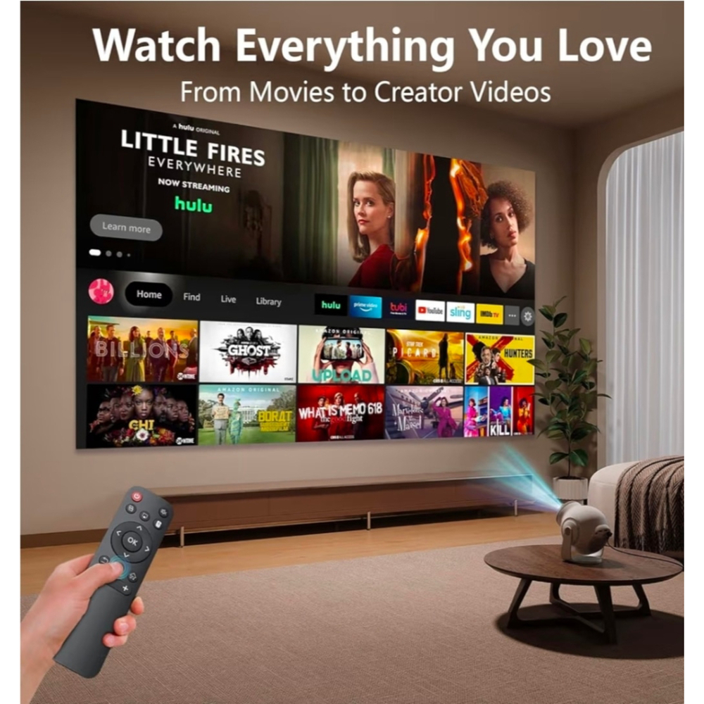 Smart Mini Projector with Android 14 OS, 1080P/4K/8K Video Decoding, WiFi - Picture 5 of 9